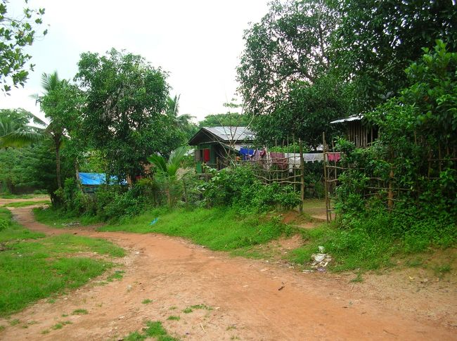 雨が激しくなってきたので一時観光を中断してガイドの家で雨宿りすることに。まるでジャングルを切り開いたような所を通って行きます。 <br />