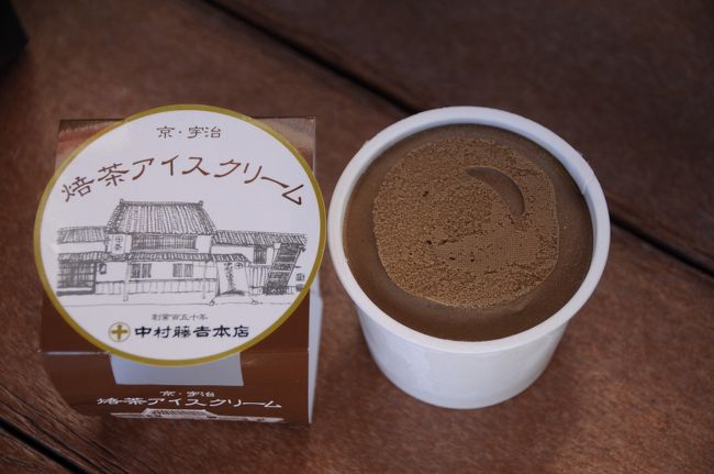 店を出て、歩いてすぐのところにある宇治駅へ。<br />駅の長椅子に腰掛け、中村藤吉本店で買ってきた焙茶のアイスクリームを食べながら電車を待つ。<br />そこそこ美味しかったが、抹茶のアイスが食べたかった。