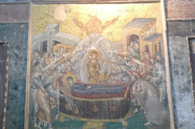 身廊のモザイク　聖母の逝去