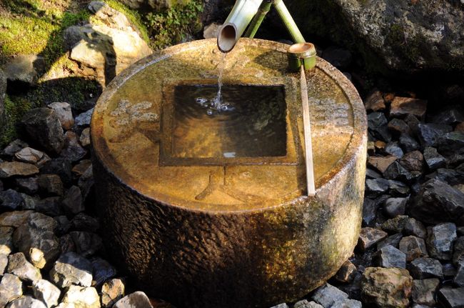 石庭で有名な龍安寺だが、時間が早かったせいか、境内はとても静かだった。<br />方丈の裏手には、禅の精神を示す『吾唯足知（われただたるをしる）』と刻まれた知足のつくばいが置かれていた。