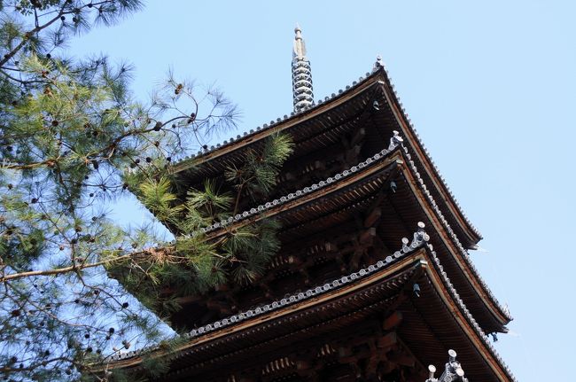 経蔵の南側に建つ五重塔を観に行く。<br />寛永21年(1644)に建立されたもので、こちらも国の需要文化財だ。<br />塔の正面には、大日如来を表すという梵字の額が懸けられている。<br />内部には、その大日如来が祀られているそうだ。<br />離れて眺めると、立ち姿の美しさが際立った。