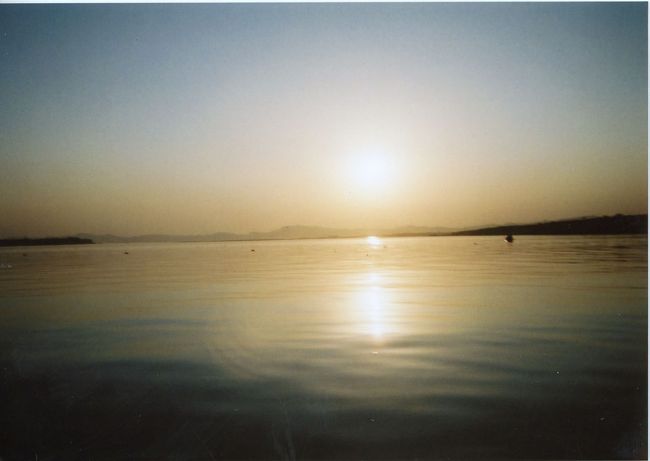 エーヤワディー川から見る夕日その１。