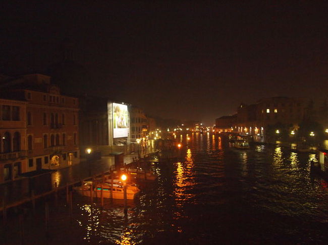 夜景　光が水面に映って綺麗