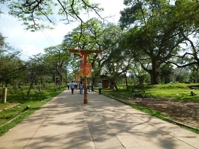 長い　長い通路をゆくと、スリマハ菩提樹が。　まっすぐな道ですが、長い。　地元の人達も沢山、友人同志だったり、家族ずれだったり。　お参りが目的、　ピクニック気分の方も見かけました。　
