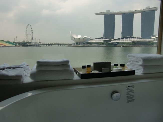 バスルームの窓からは、マリーナ・ベイ・サンズやシンガポール・フライヤーも一望できました。<br /><br />これはいい入浴タイムになりそうですね。