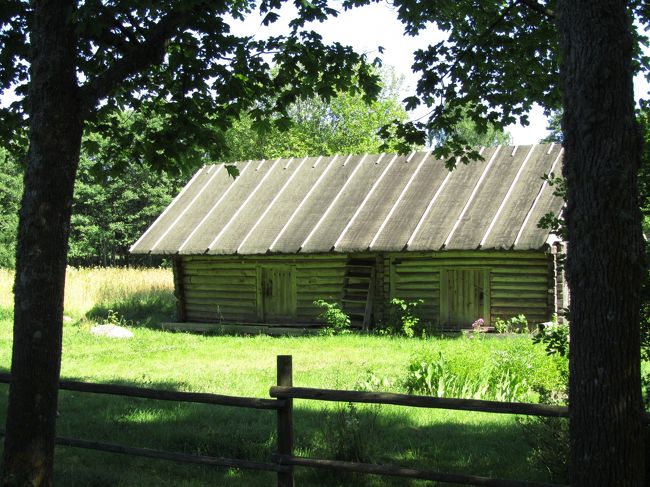 大きな板張りの屋根の家