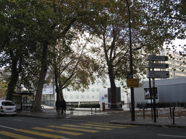 見えにくいけど木々の向こうにアラブ世界研究所<br /><br />