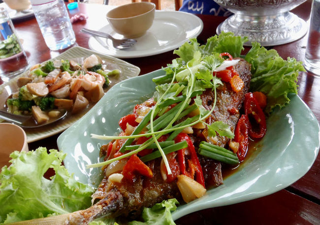 魚のサワーソースがけが出されて、最後に珈琲でシメ。