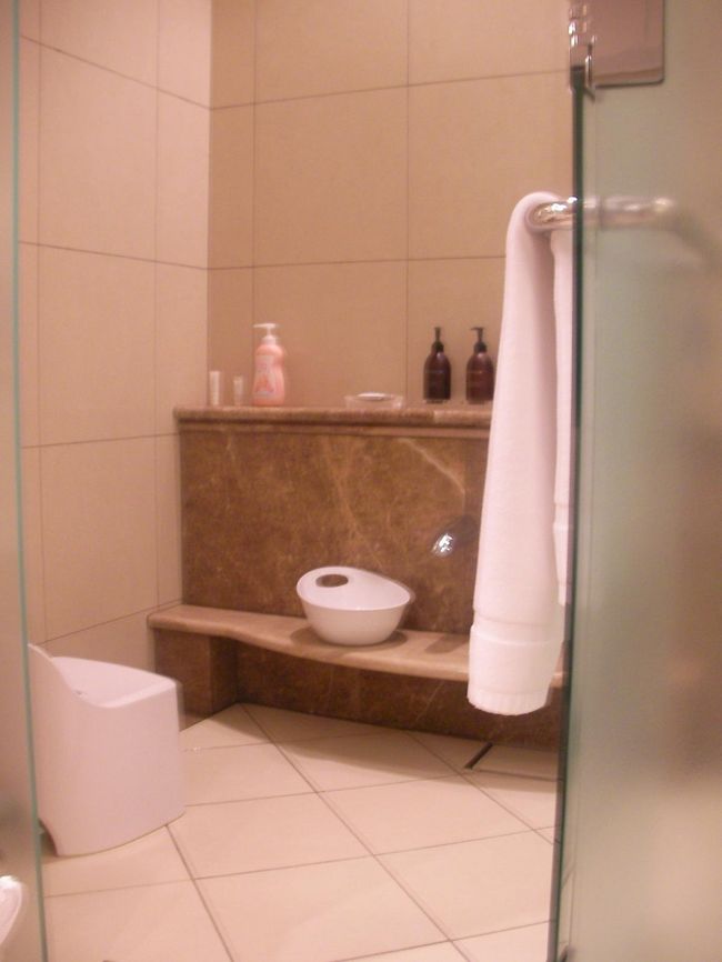 シャワーブースも大きくて○。子供と入っても余裕の広さでした。バスチェアがあるのも子連れには嬉しい仕様。しかも、赤ちゃん用シャンプーに赤ちゃん用のワンちゃんのスポンジと心遣い抜群。オムツ用ゴミ箱を用意してもらえるのはよくありますが、ここは、携帯用おしりふきによだれ用のガーゼハンカチまで毎日届けてくれました。