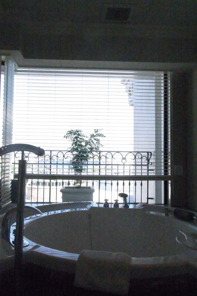 そして、お風呂から外をみた感じ。よく見えませんが、ポートピアタワーやメリケンパークホテル等が一望できます。