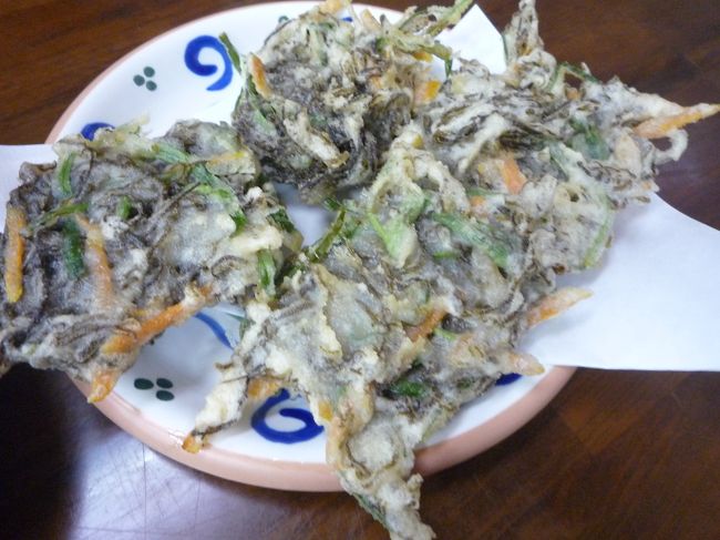 今回は　モズクの天ぷらを食べました。<br />不思議なお味でした。酢醤油で食べましたが、塩でも食べてみたかったな・・・。