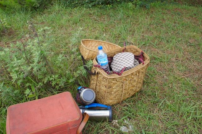 途中、プナツァン・チュ（川）を望む草はらで、ピクニックランチ。