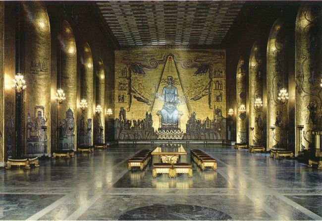 これは絵はがきです<br /><br />ノーベル賞授賞式後の晩餐会が行われる市庁舎の広間です。<br />