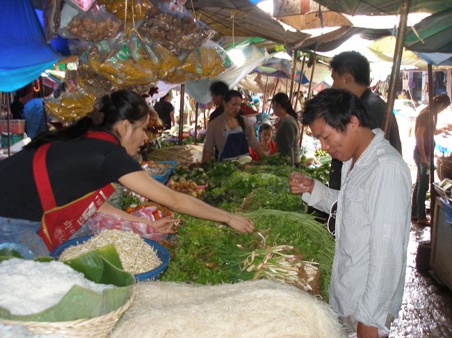 向こうで食べる野菜や果物，肉を購入。