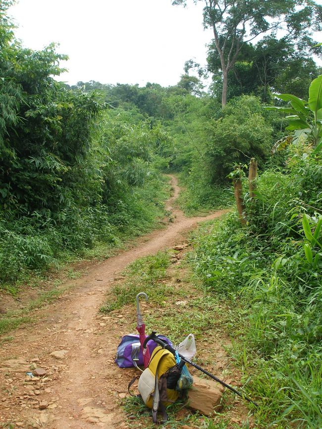 すぐ山道に。<br /><br />トイレ休憩は薮の中で。実はトイレの時に蚊にさされることが多かった。蚊取り線香にしろベープなどにしろ体につけれる物が有用。もちろん虫除けスプレーも。