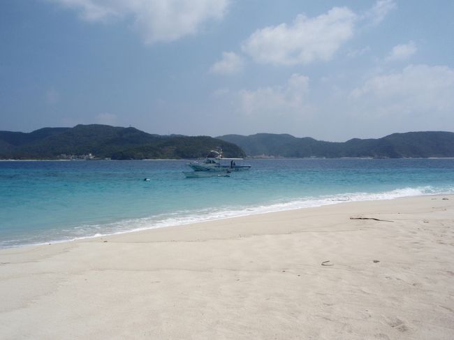 この後、パラソルを用意してくれて、シュノーケルに行きました。<br /><br />ただ台風１２号の影響で、うねりがあって、いつもの座間味島が見える浜には、入れなかったの。<br /><br />私のカメラの設定がおかしくなり、午前の水中の写真なしです。<br />映画「ニモ」に出てきたドリー（ナンヨウカワハギ）がいたので、写真撮りたかったな。<br />ライフジャケット着てるし、結構深そうでした。<br /><br />あまりよいポイントではありませんでした。