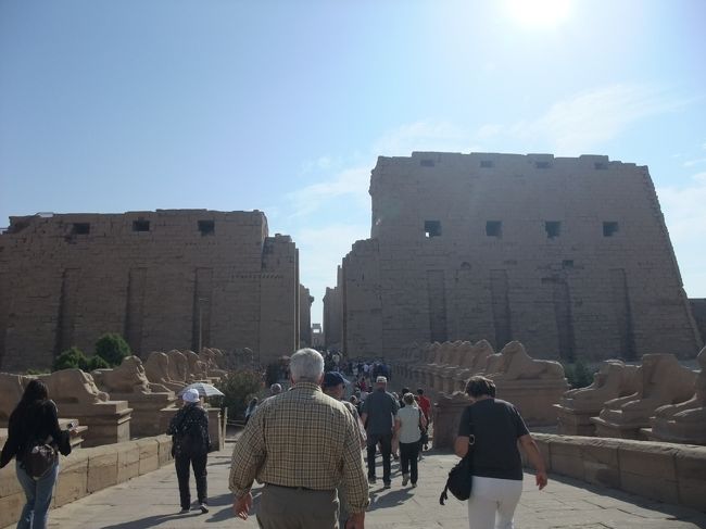 カルナック神殿入口です。<br />スフィンクスが並んでいます。