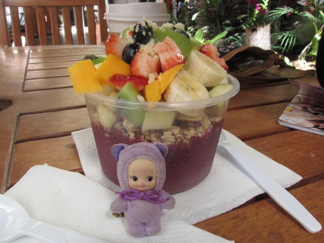 ヘルシーな朝ヨガの後は、ヘルシーなアサイーボウルAcai Bowlの朝ごはん。<br />フルーツたっぷりでおいしいです。