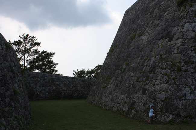 城壁でロッククライミングしようとするコドモ。