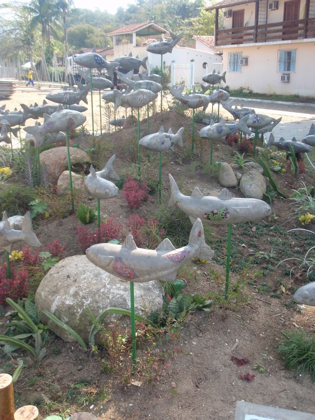 海の近くにあった、オブジェ。イルカがたくさん！！！