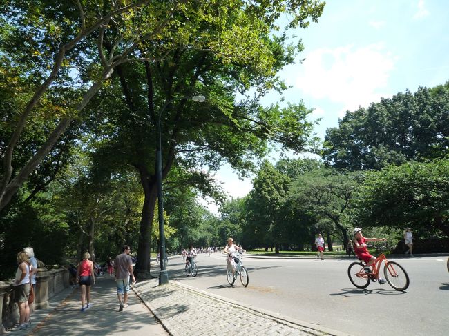 ジョギングする人、サイクリングする人、馬車に乗る人で何気に混雑。<br />