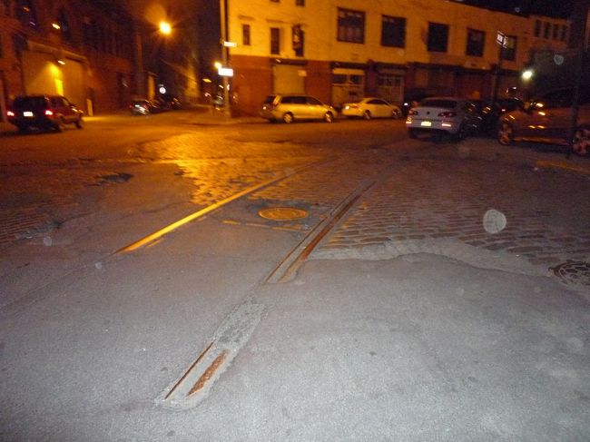 たっぷり夜景を堪能したとこで、Ｄｉｎｎｅｒにしましょうかね。<br /><br />駅へと向かう道。<br />線路だぁー。<br />昔は電車が通ってたの！？貨物かなぁ？