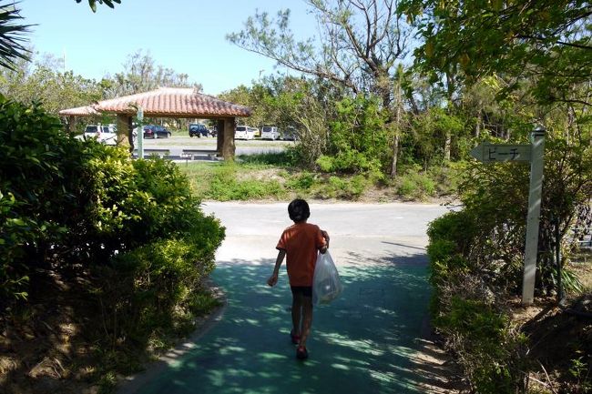 スーパーで買った餌（食材など）を持って