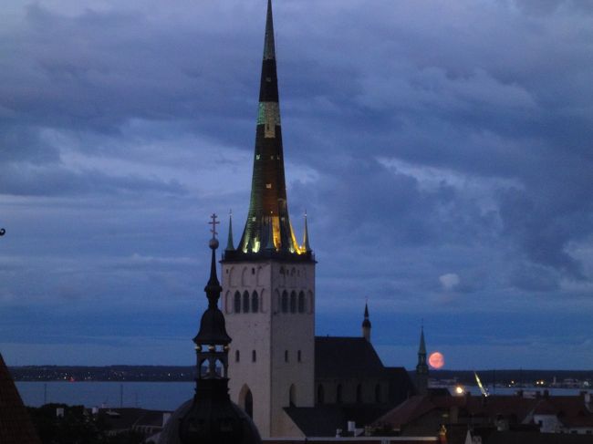 遠くには月が見える