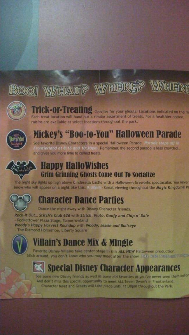 内容はこんな感じ。パレードが20時30分と22時30分からの2本立てでハローウィン限定のウィシュが21時からという案内です。