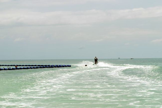 沖に出て行きました