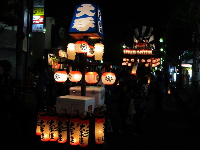 夜になって提灯に灯りがともると雰囲気がでる。