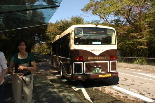 強羅駅からは“施設めぐりバス”を利用する。<br />まずはポーラ美術館へGO!<br /><br /><br />ちなみに新宿駅から箱根湯本駅までと、箱根の中のほとんどの交通機関に使えるフリーパスがここから威力を発揮する。<br />新宿〜箱根湯本まではロマンスカーの特急券だけ別料金を払い、あとは全部2日間有効の5,000円の箱根フリーパスでカバー。<br /><br />小銭とかをジャラジャラ用意しなくていいから、とても楽だった。<br />運転手さんに見せるだけ。