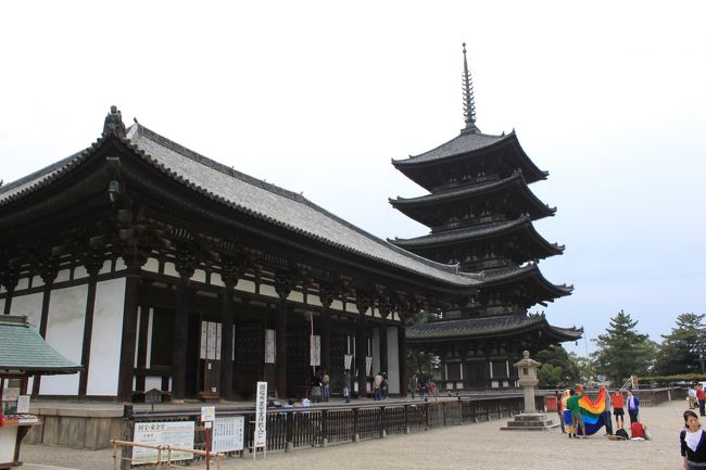 興福寺　東金堂と五重の塔<br />三つあった金堂（中金堂、西金堂、東金堂）のうち東金堂が応永２２年（１４１５年）に再建され、奈良時代の創建時の雰囲気をよく伝えているようです。<br />