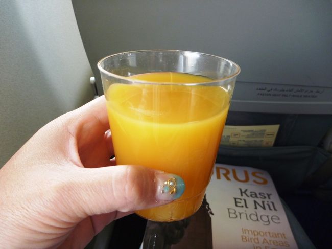 こちらの旅行記の続きです→http://4travel.jp/traveler/suzuka/album/10618245/<br /><br />2011年10月24日<br /><br />定刻少し前にエジプト航空はDoor Close。<br /><br />席に着くとWelcome Drinkを頂ける。<br />国内線なのに、Welcome Drinkあるんだ。<br />なかなかやるな、エジプト航空。