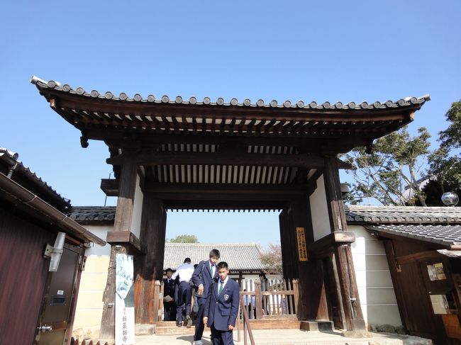 新薬師寺前は、ガヤガヤにぎやかです。<br /><br />大阪の高校、清風高校の遠足？でした。