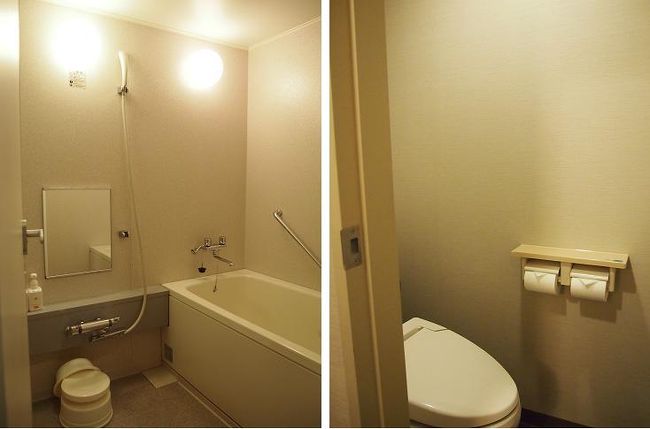 一応、アップグレードしていただいたようで、バス･トイレが別です。<br />っていうか、お風呂は使わなかったんですけどね。<br /><br />なぜなら、このホテル、大浴場が付いてるんです！<br /><br />これポイント高い！！<br /><br />入る時間をずらせばよかったのかもしれないけど・・。<br />