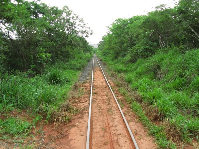 途中貨物線の線路を渡り