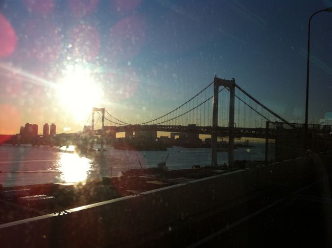 レインボーブリッジを通る、という東京遊覧ツアーみたいなリムジンバスでした。しかし、週末でも都内は混むのか３０分遅れての到着。時間に余裕をもって出た方がいいかも。