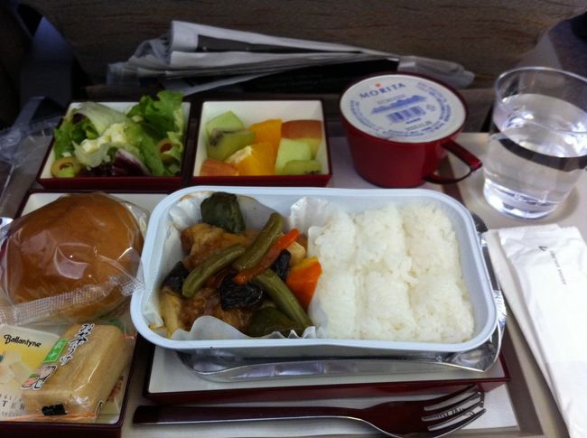 機内食。アシアナのエコノミー機内食が残念なことになったとの口コミもありましたが、普通に美味しかったです。完食。