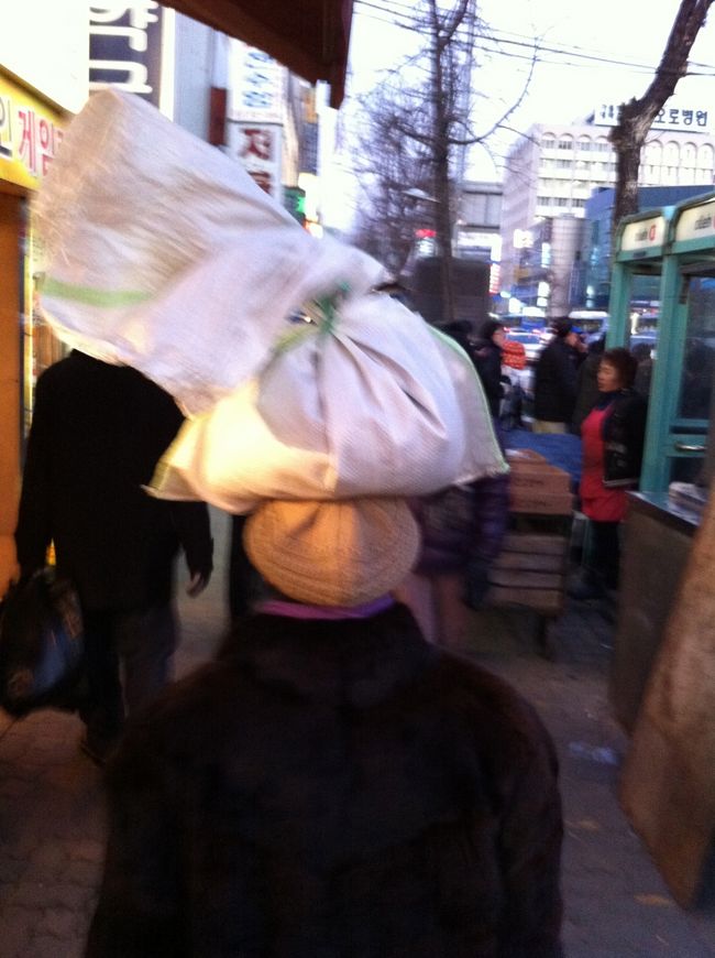 買い物帰りの女性。