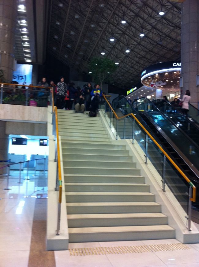 金浦空港に戻ると誰か有名人が来るのか、ファンと報道陣が待ちかまえてました。