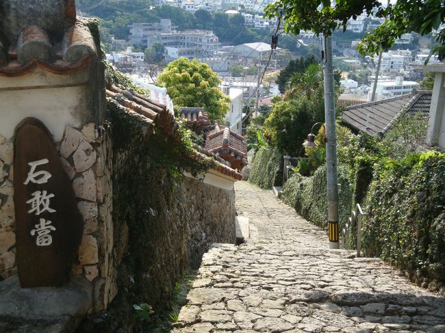 来た、草ボウボウの道ではなく、ちゃんとした道へ進む<br /><br /><br />どうにか、石畳道へ戻り、上に登って行きました<br /><br /><br />暑くて、汗が。。。。<br /><br /><br /><br />バス停のある大通りまで登ったけど、もう少し真っ直ぐ坂道を上って行く事に。。。