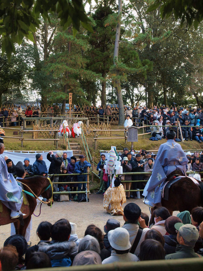 並び<br /><br />御幣を捧げ　頭屋児前に並ぶ