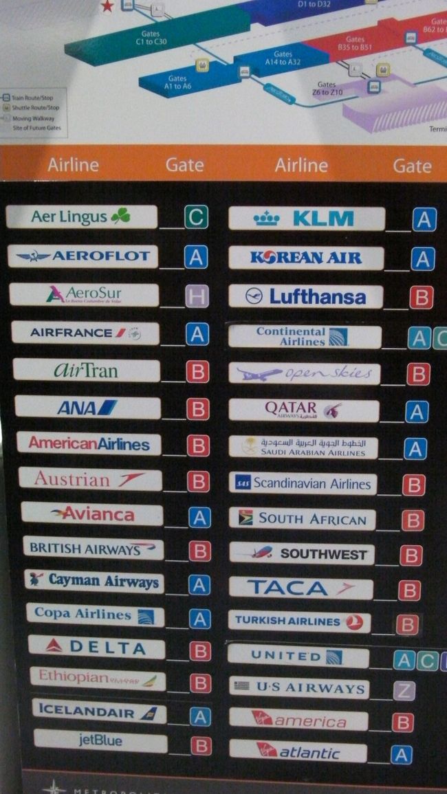 各ゲート間を結ぶモノレールの駅にあるゲートの案内版。今回乗る飛行機はＡＮＡなのでゲートＢへ向かいます。