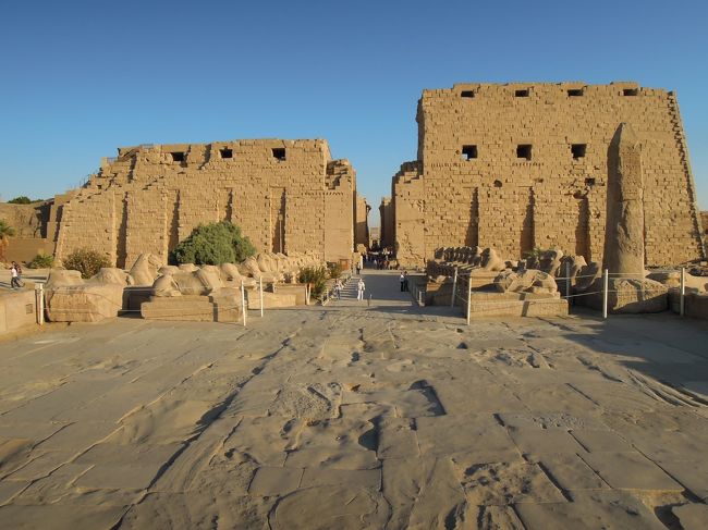 スフィンクスの参道、牡羊の頭のスフィンクス(元々は第1中庭にあったものを塔門前に運んだ)