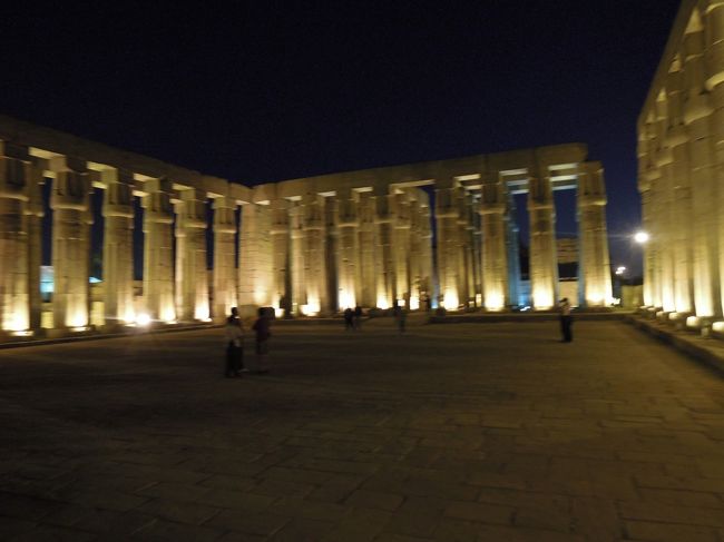 アメンヘテプ?の中庭。合計64本の閉花式パピルス柱が建つ広場。柱の上部は花が閉じたつぼみの状態。