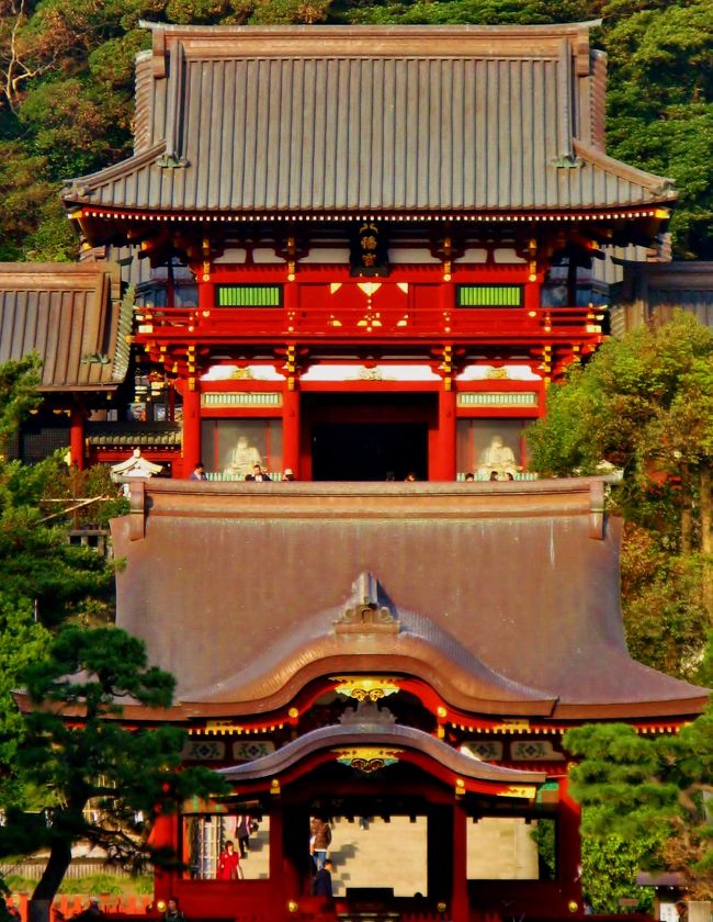 鎌倉八幡宮境内(額装済み) 鎌倉八幡宮境内(額装済み)