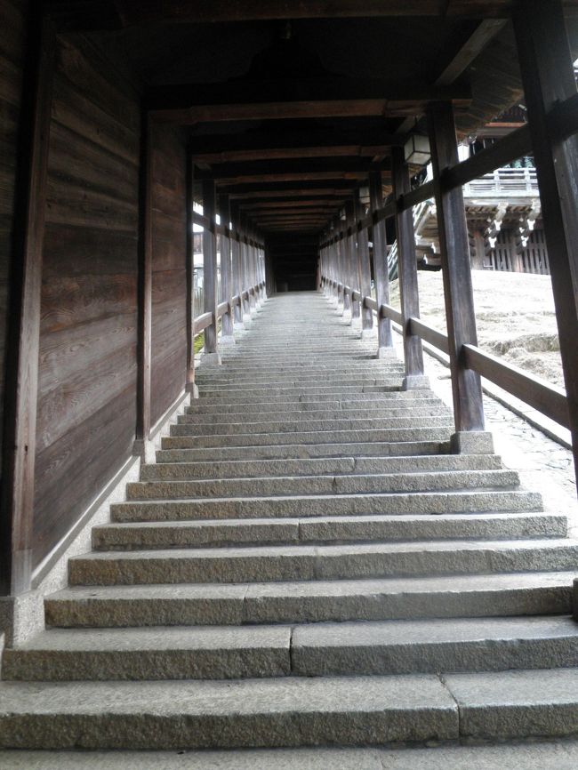 二月堂の階段<br /><br />＊木造で出来た建物内を歩きます。