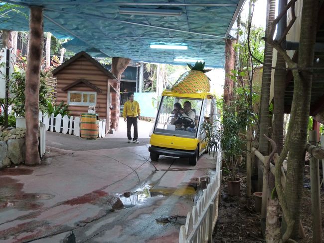 水族館を後にして、ナゴパイナップルパークへ。<br />パイナップル園にほとんどパイナップルはなく、<br />たくさんのワインの試飲とお土産の物色をする。<br /><br />ツアー客の抽選会でパイナップルケーキが当たりました♪<br />ここで本日の日程は終わり。ホテルへ向かいます。