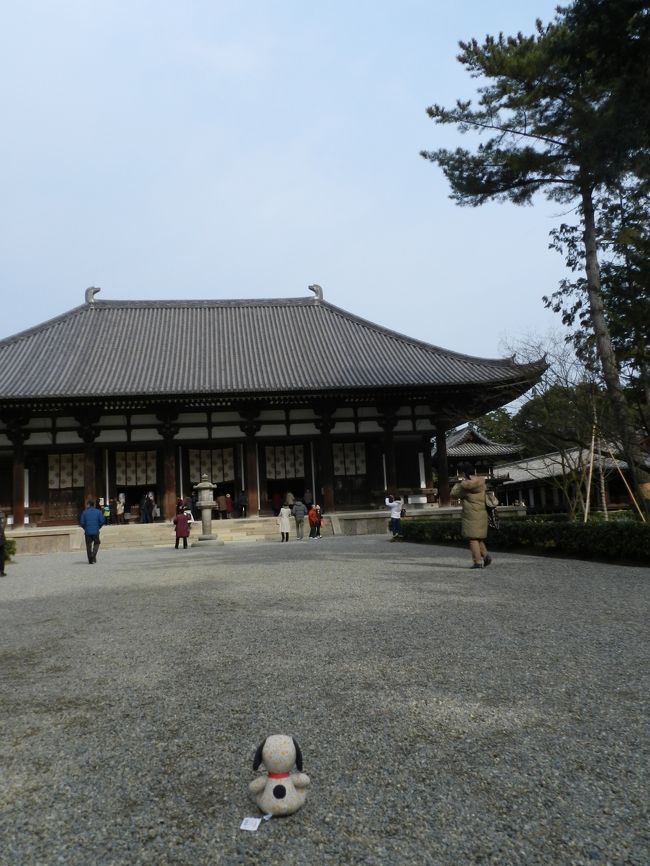 この見事な建物を見つめるスヌ君。<br />奈良時代に思いを馳せているのでしょうか？（笑）